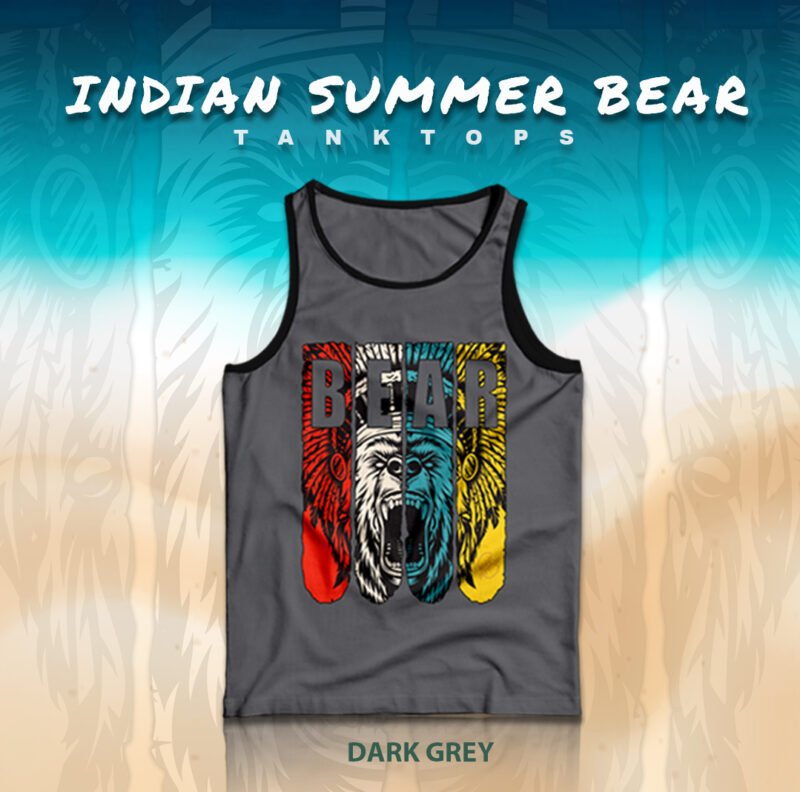 Indian Summer Bear TankTops Grey - Image 2