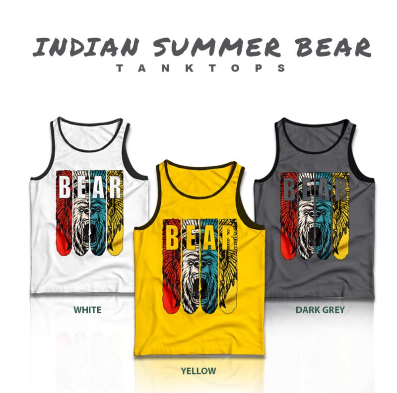 Indian Summer Bear TankTops Grey - Image 3