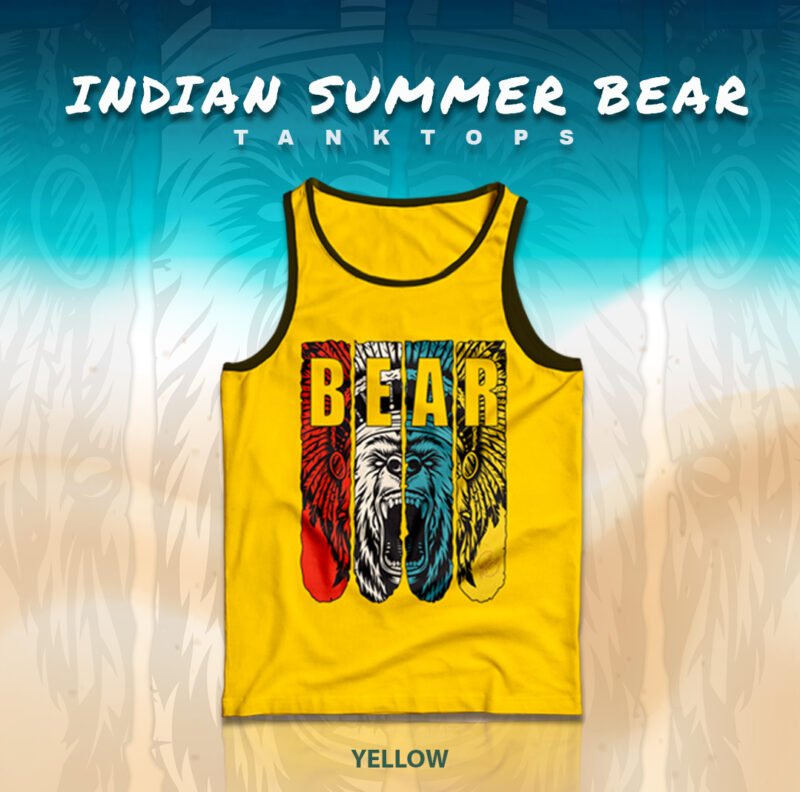 Indian Summer Bear TankTops Yellow - Image 2