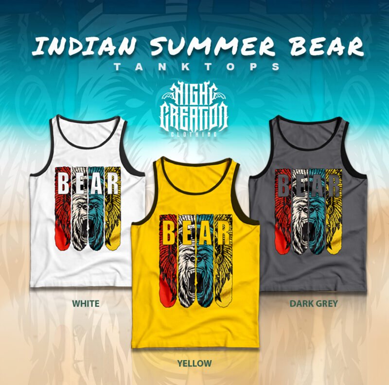 Indian Summer Bear TankTops Grey - Image 4